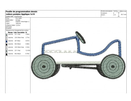 Instant download machine embroidery applique Pedal car