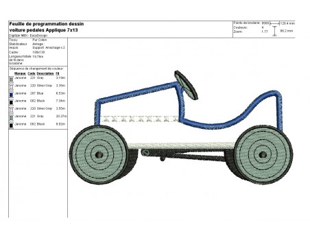 Instant download machine embroidery applique Pedal car