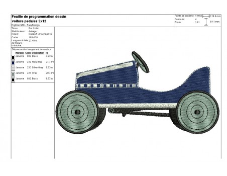 Instant download machine embroidery  Pedal car