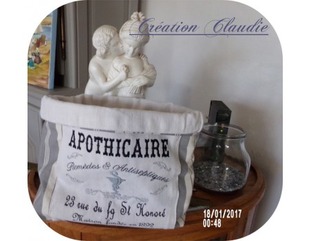 Motif de broderie machine apothicaire 