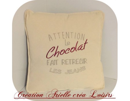 Motif de broderie  machine texte humour Chocolat