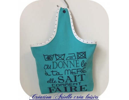 Motif de broderie machine texte humour laver le linge