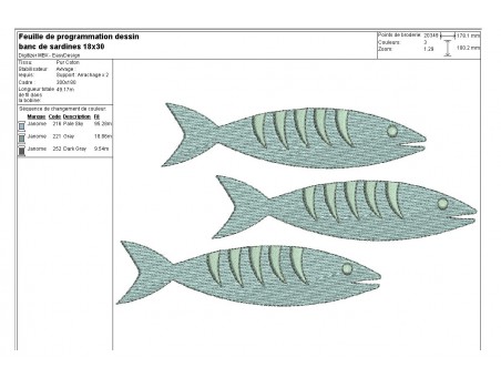 Motif de broderie machine  sardine