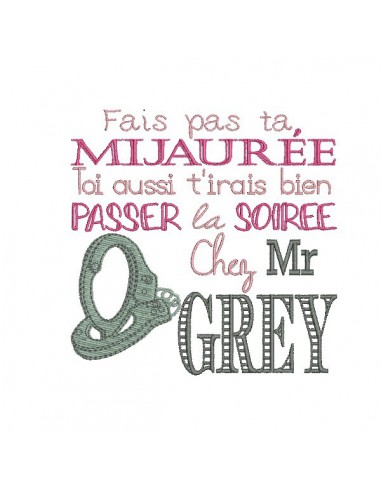 Motif de broderie machine texte humour Grey