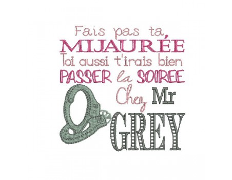 Motif de broderie machine texte humour Grey