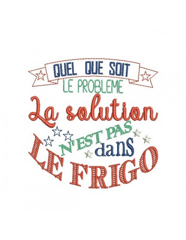 Motif de broderie machine texte humour frigo