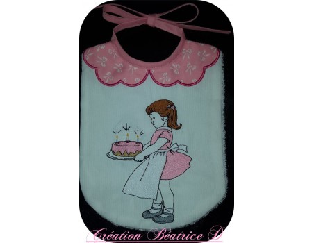 Instant download machine embroidery design vintage birthday little girl 