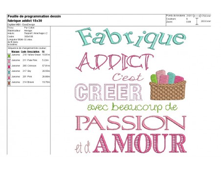 Motif de broderie machine texte fabrique addict