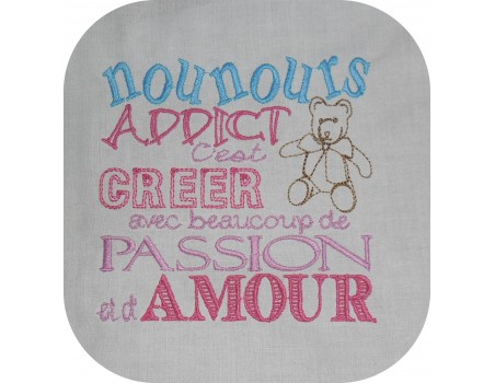 Motif de broderie machine texte fabrique addict