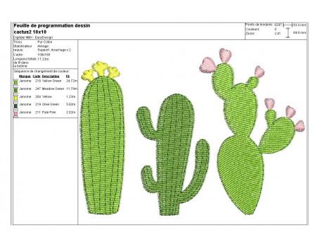 Motif de broderie machine cactus