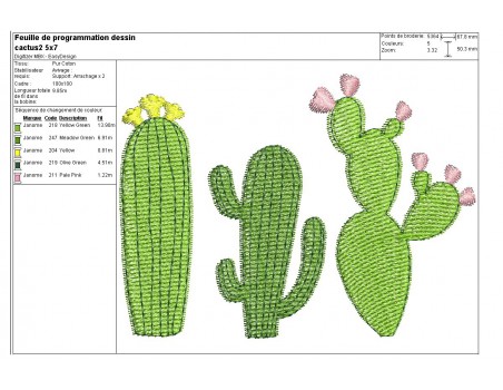 Motif de broderie machine cactus