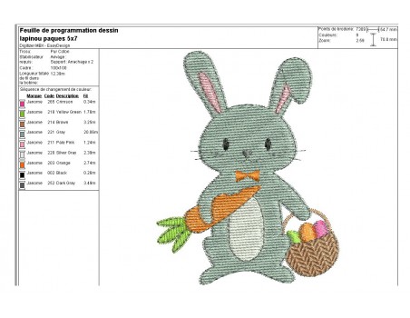 Motif de broderie machine lapin de pâques