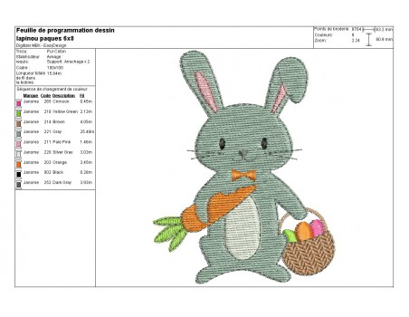 Motif de broderie machine lapin de pâques