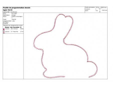 Motif de broderie machine lapin doudou ITH
