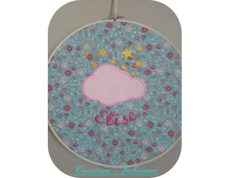 Motif de broderie machine nuage appliqué avec étoiles