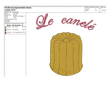 Motif de broderie machine cannelé