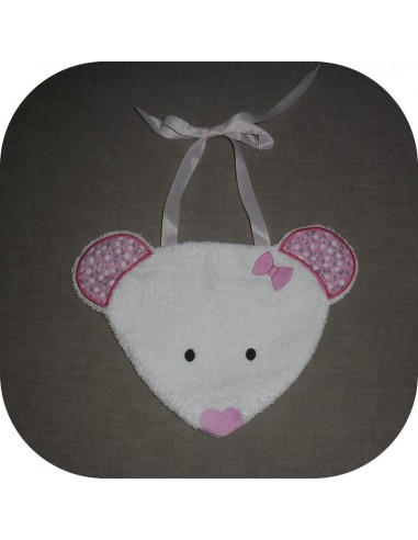 Motif de broderie machine Bavoir souris ITH