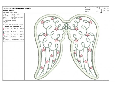 Instant download machine embroidery design angel wings applied