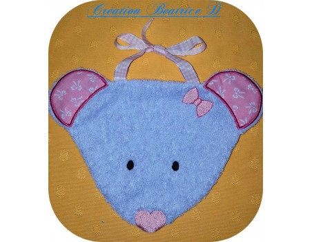 Motif de broderie machine Bavoir souris ITH