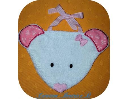 Motif de broderie machine Bavoir souris ITH