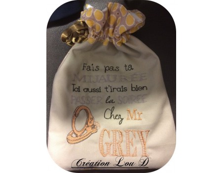 Motif de broderie machine texte humour Grey