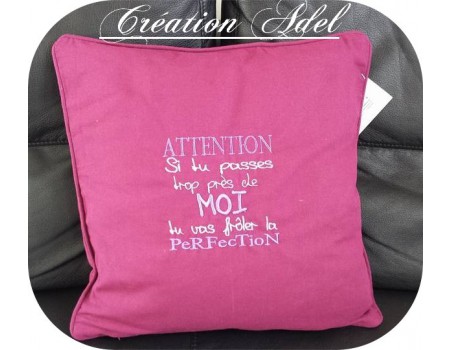 Motif de broderie machine texte humour perfection