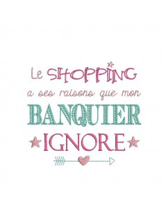 Motif de broderie machine texte humour banquier