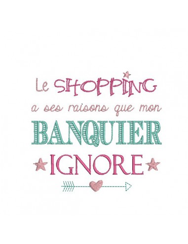 Motif de broderie machine texte humour banquier