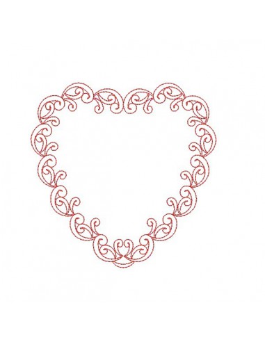 Motif de broderie machine coeur decor redwork