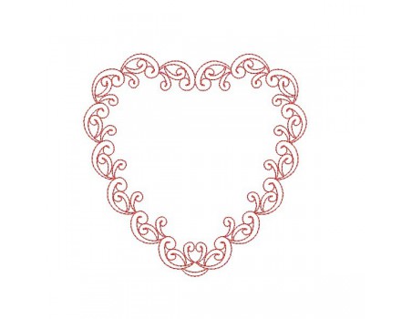 Motif de broderie machine coeur decor redwork