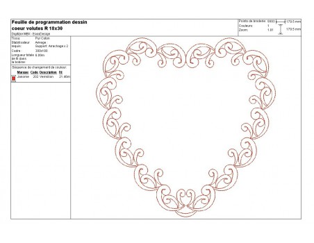 Motif de broderie machine coeur decor redwork