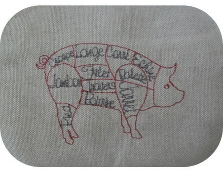 Motif de broderie machine cochon du boucher