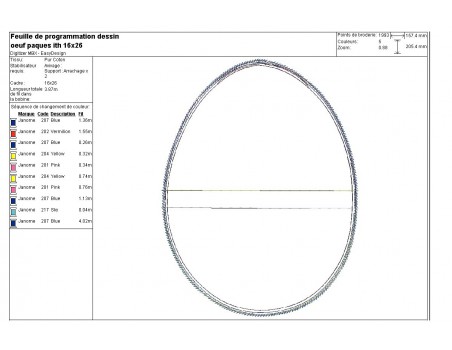 Motif de broderie machine oeuf de Pâques ITH