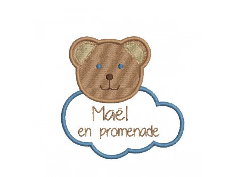 Motif de broderie machine Ourson nuage ITH