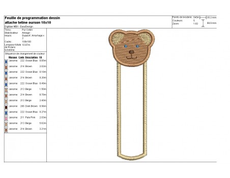 embroidery design bear pacifier clip ITH