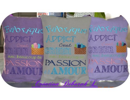 Motif de broderie machine texte fabrique addict