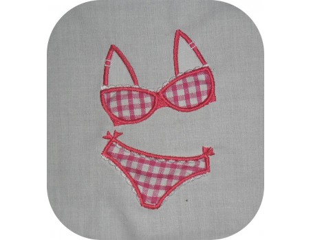 Motif de broderie machine   lingerie 2 pièces  appliqué