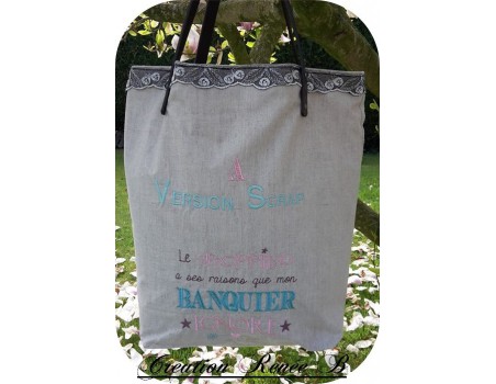 Motif de broderie machine texte humour banquier