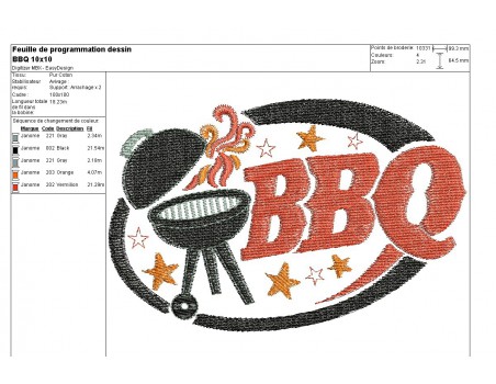 Motif de broderie machine Barbecue