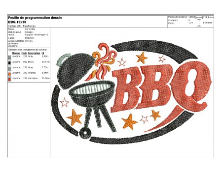 Motif de broderie machine Barbecue