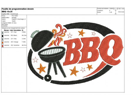 Motif de broderie machine Barbecue