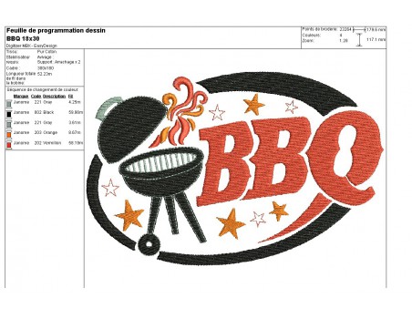 Motif de broderie machine Barbecue