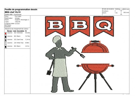 Instant download machine embroidery design Barbecue