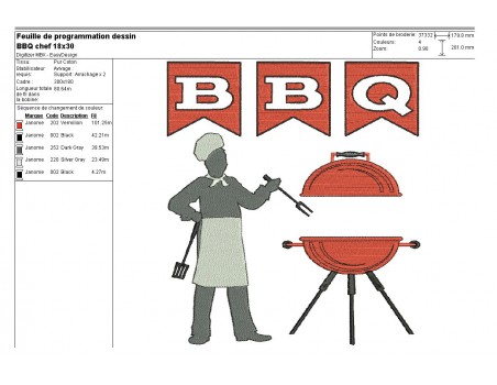 Instant download machine embroidery design Barbecue