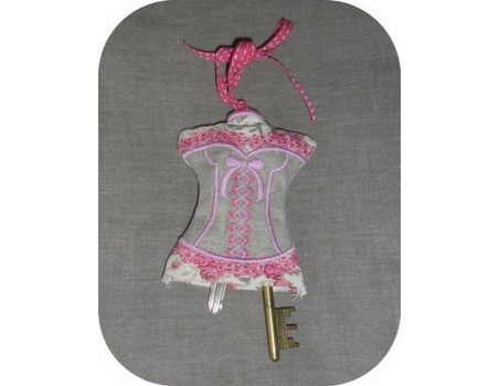 machine embroidery design  Bustier keychain ITH