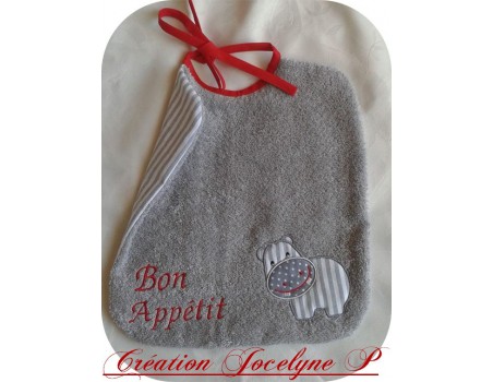 Motif de broderie machine hippopotame