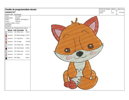 Instant download machine embroidery little fox