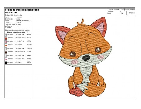 Instant download machine embroidery little fox