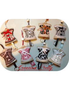 Motif de broderie machine bustier porte clé à oeillets  ITH