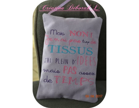 Motif de broderie machine texte humour tissus